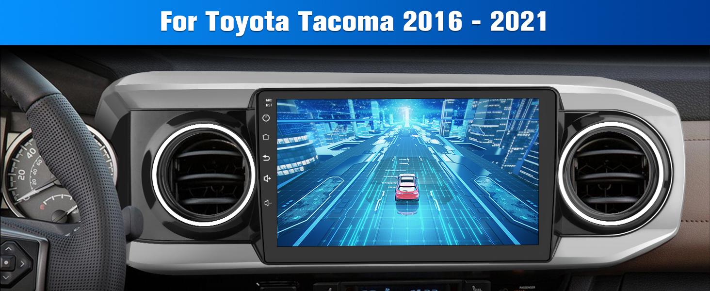 Car Stereo for Toyota Tacoma 2016-2021 touch screen has Android Auto Wireless Carplay, Bluetooth WIFI supports GPS Navigation