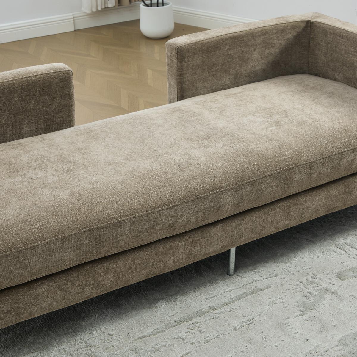 77.5''W Upholstered Chenille Slipcovered Chaise Lounge, Modern Oversized Settee Couch with 4 Pillows, Sleeper Sofa Daybed Bench with Armrest & Open Backrest for Living Room Guest Bedroom Window.Taupe