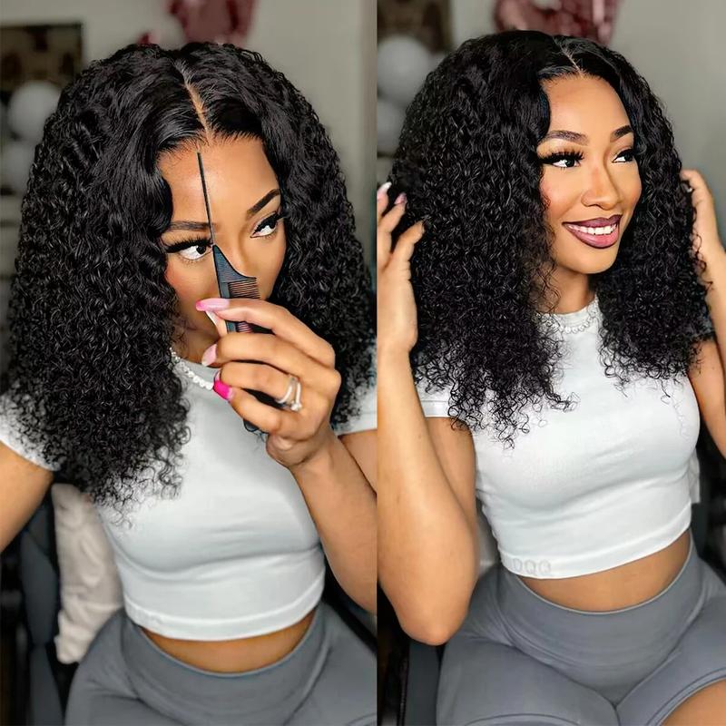 [Glueless Wig]Bling Hair Fashion 6x4 Pre-Cut Deep Glueless Wigs Human Hair Pre Plucked Lace Closure Wigs for Black Women 180 Density Deep Wave Curly Wig