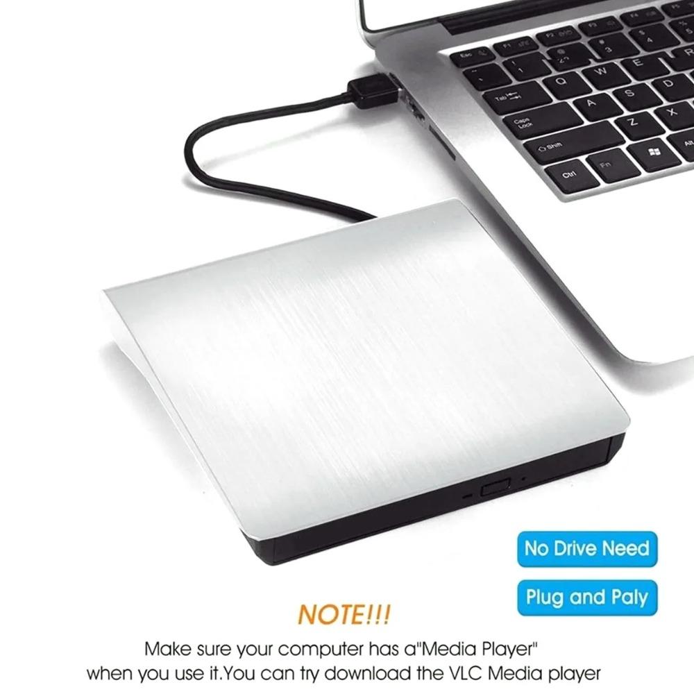 USB 3.0 Ultra-Thin External CD/DvD Burner Drive for Laptop & PC, Portable DVd-ROM Rewriter with High-Speed Data Transfer, Plug & Play, No Driver Needed, Compatible with Windows & Mac.