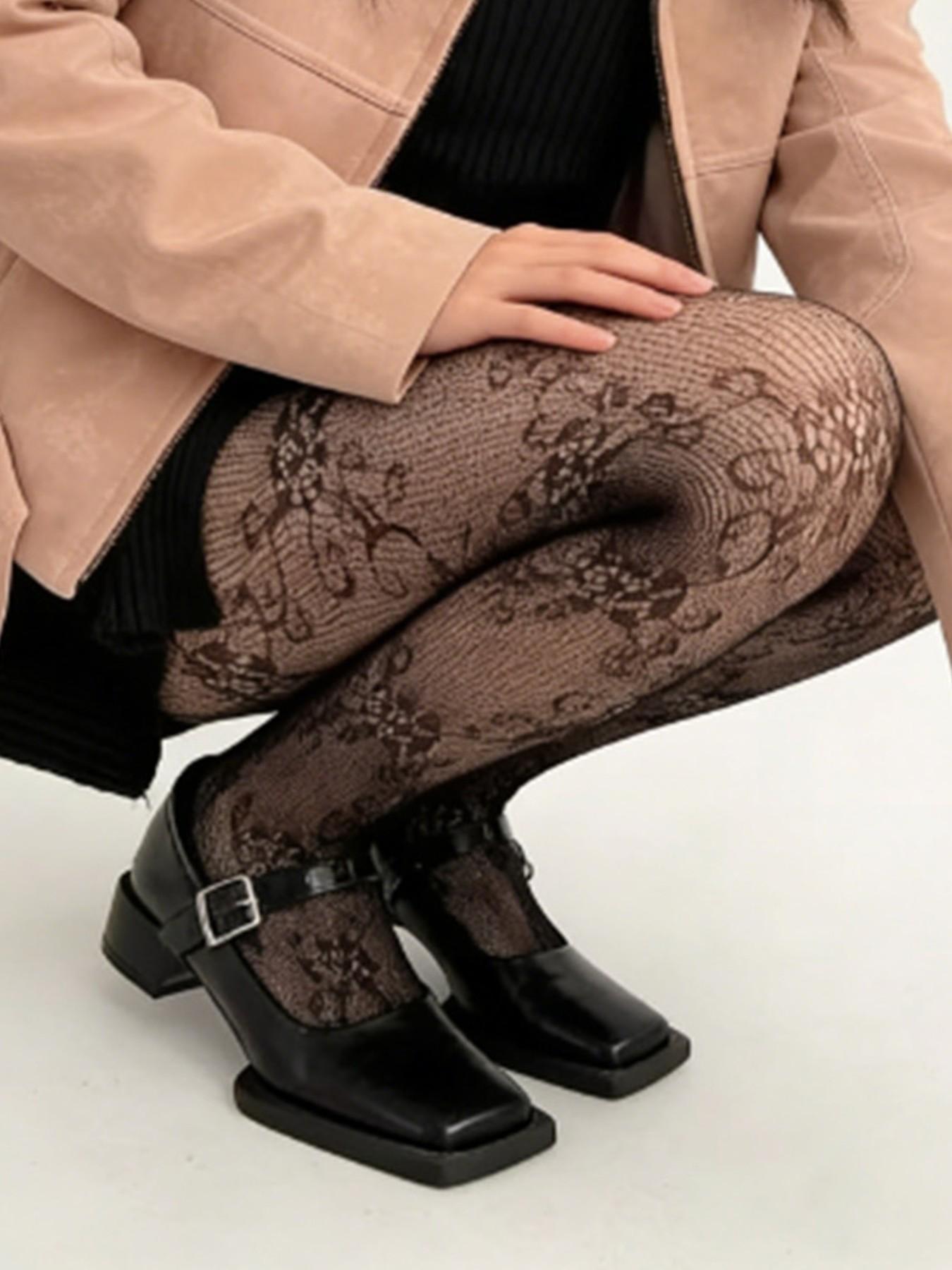 Spring Summer Thin Floral Mesh Stockings, Sexy Vintage Women's Pantyhose, Boho Style, Fitted, Made in China