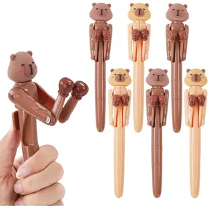 6 count Capybara Boxing Pens with Punching Arm and Crisp Button Sound Fidget Ballpoint Pen Funny and Cool Novelty Pen Capybara Gifts - 1. 0mm Smooth Writing