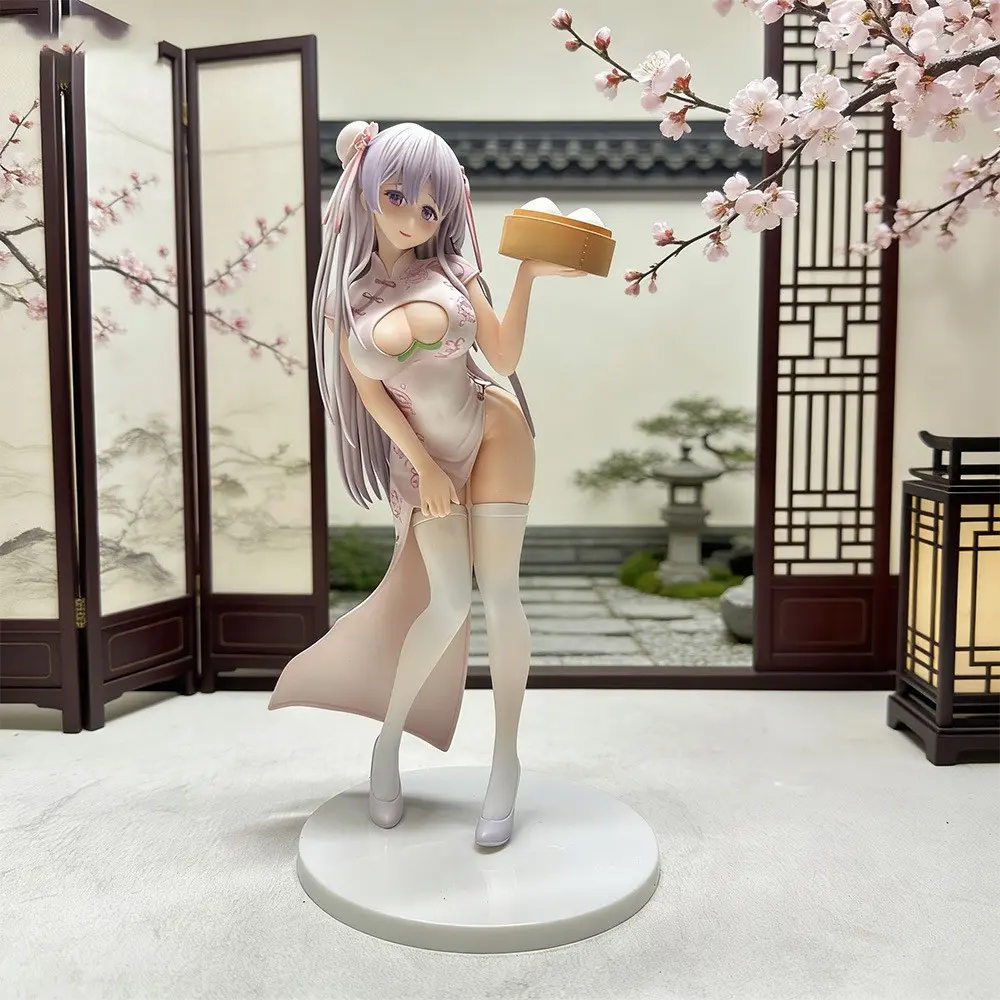 Anime Model Figure, Peach Bao Girl Peach Bun Sauce Qipao, Birthday Gift Handmade Doll Statue, Cute Anime Collectible Decoration