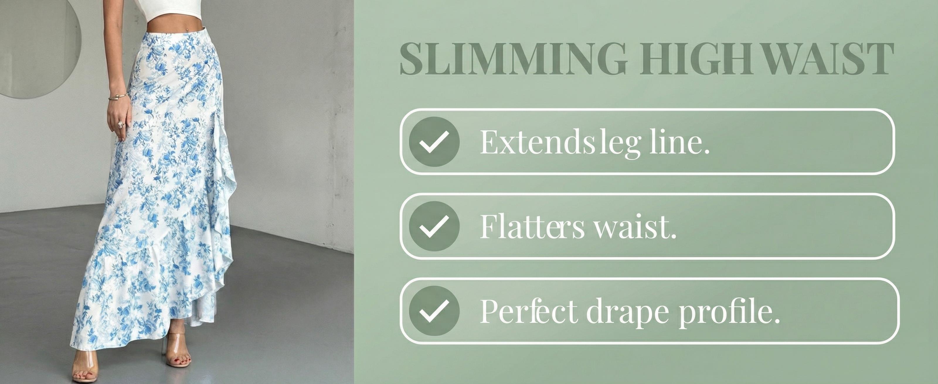 Bohemian Elegant Floral Print Irregular Ruffle A-Line Midi Skirt, Loose-Fitting Design for Garden Parties & Beach Vacations, Spring