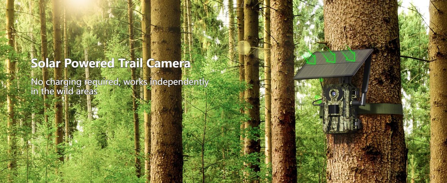 [4K Live]4G LTE Cellular Trail Camera with Forever Solar Powered, Motion Activation 0.2 Second Trigger Time, Unlimited Data Plan Built-in SIM Card(subscription required)