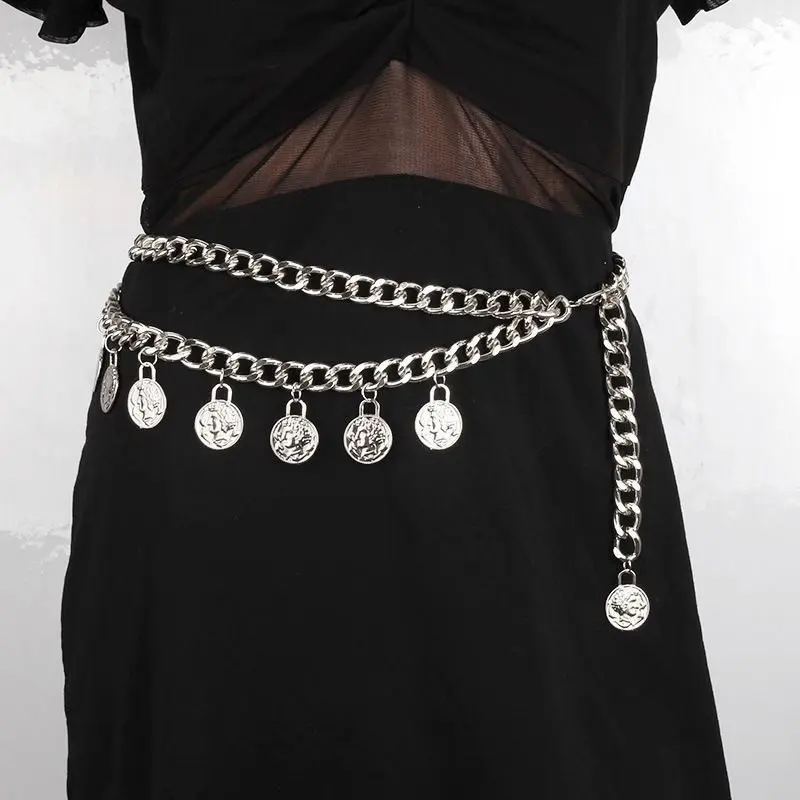 LY-Silver Metal Man Like Coins Waist C
