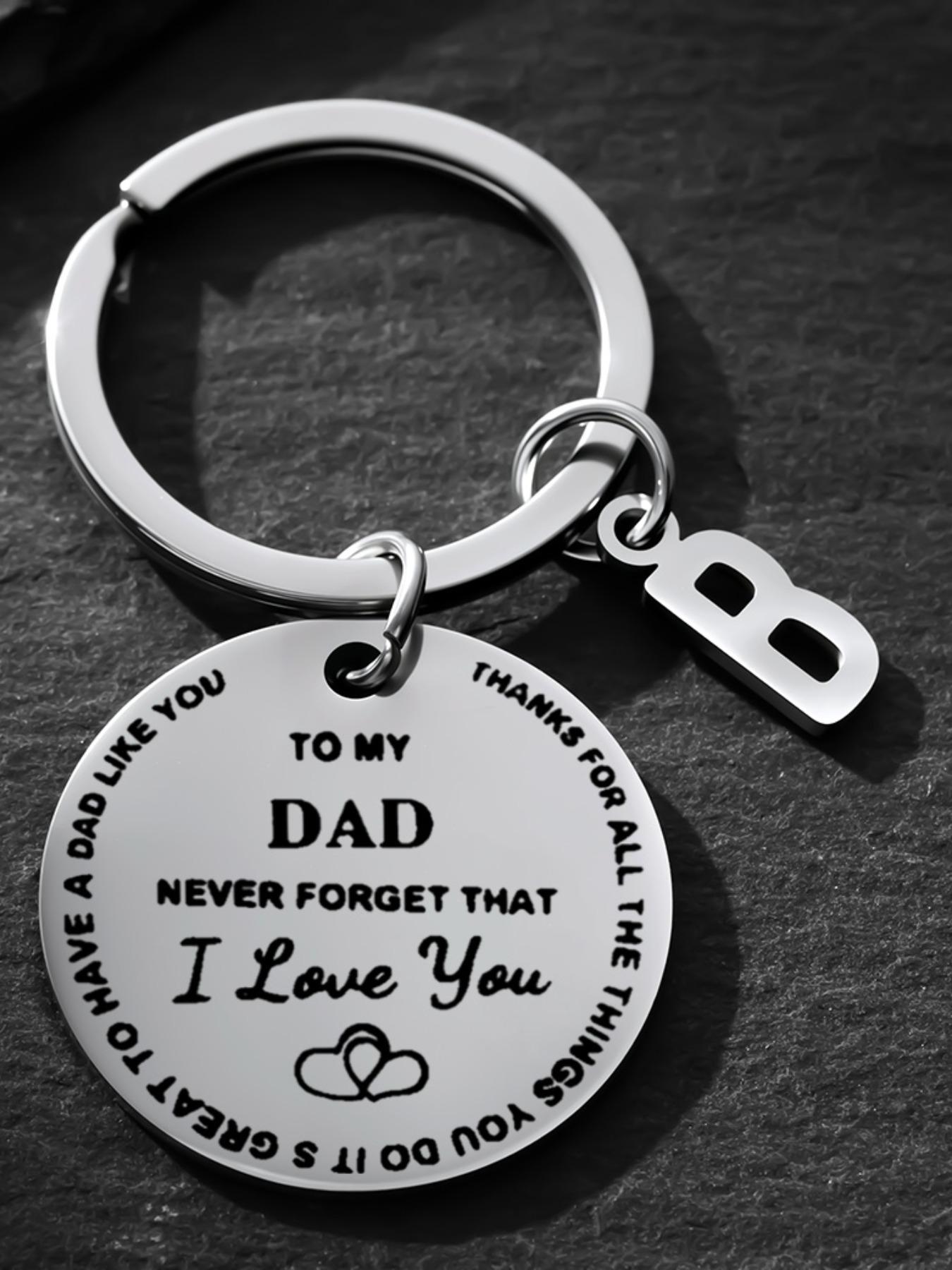 Engraved 'i Love You' Stainless Steel Keychain, Personalized Initial a Key Ring, Perfect Gift for Dad, Father's Day, Birthday, Christmas