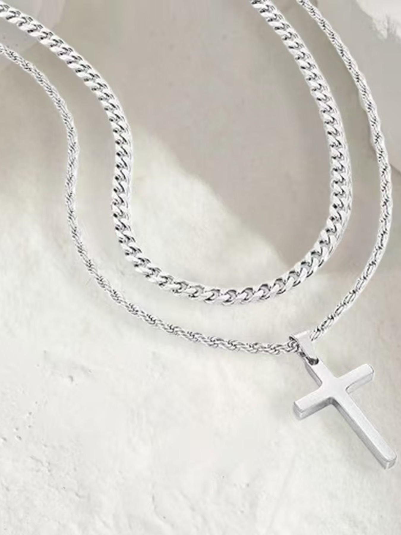 Cross Pendant Necklace for Men, Versatile and Cool, Long Sweater Chain, Unique Hip-Hop Style, Perfect for Everyday Wear