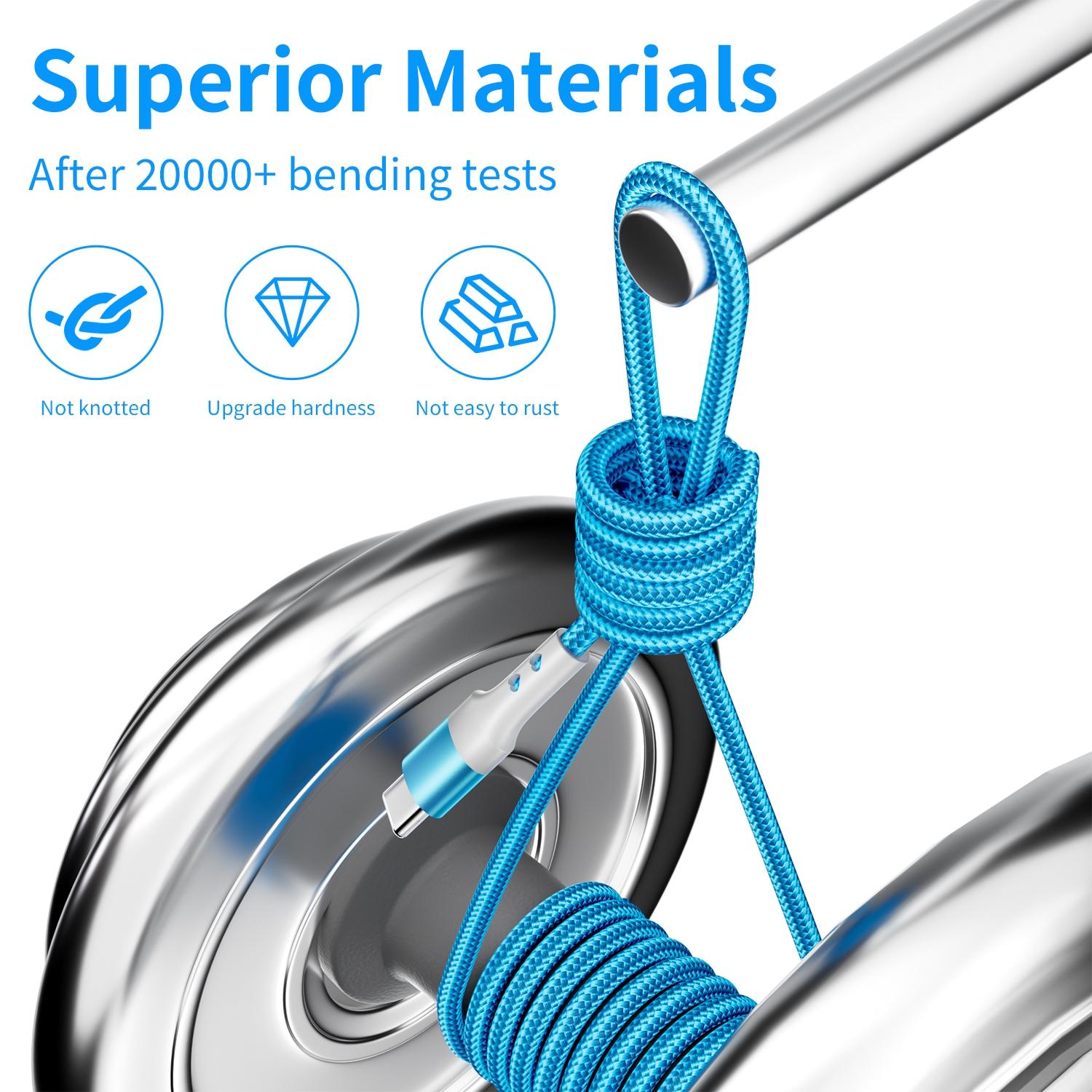 USB Charging Cable (5 Pack/3 Pack/2 Pack), Colorful Nylon Braided Quick Charging Cable for Samsung Galaxy S24, S23, S22, S21, S20, Headphones, Tablet, Laptop, etc. (3ft/6ft/9ft)