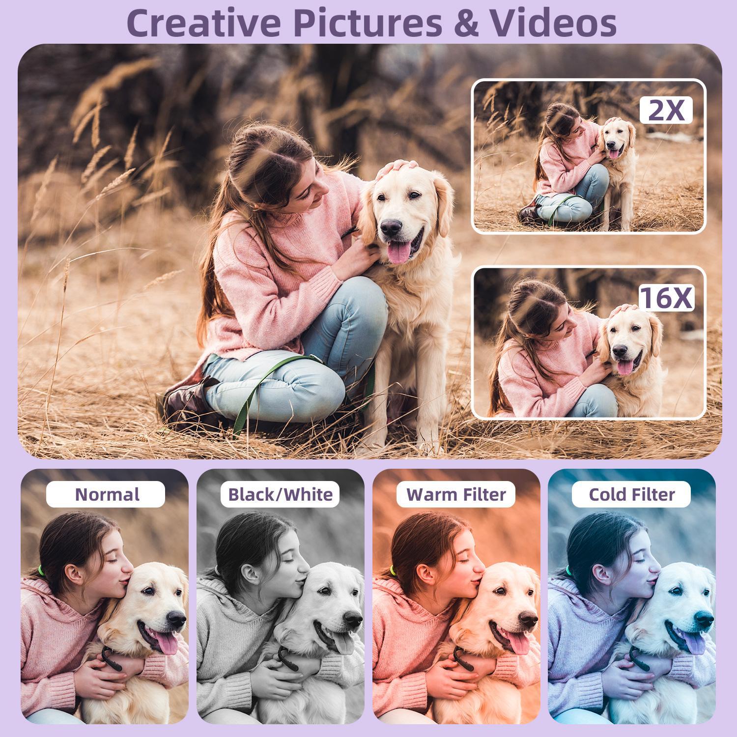 Digital Camera with Carrying & Protective Case Set (1 Box), FHD 1080P 44MP Digital Point & Shoot Camera with 2 Rechargeable Batteries, Compact Small Camera for Boys Girls Beginners,Boys & Men gifts