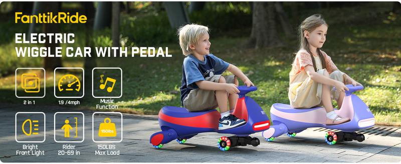 FanttikRide N7 Electric Wiggle Car with Pedal, Ride on Toy