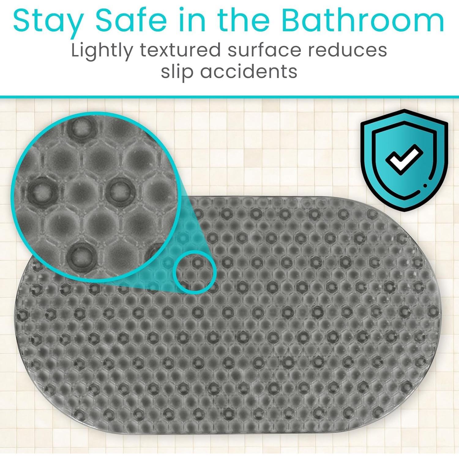 Oval Bathtub Mat - Nonslip Shower Floor Pad - Non-Slip and Non-Skid for Bath Tub with  Rubber Suction Cup Grip - for , , , Bathroom (Gray)