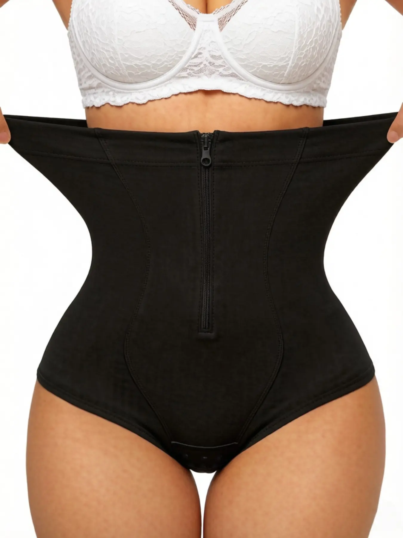 1 Count Women's High Waist Tummy Control Bottoms, Colombian, Fajas, Smooth, Zipper Front Butt Lifting & Tummy Control Panties, Stretch Waist Cincher Shapewear, Perfect For At Home Wear & Casual Relaxation