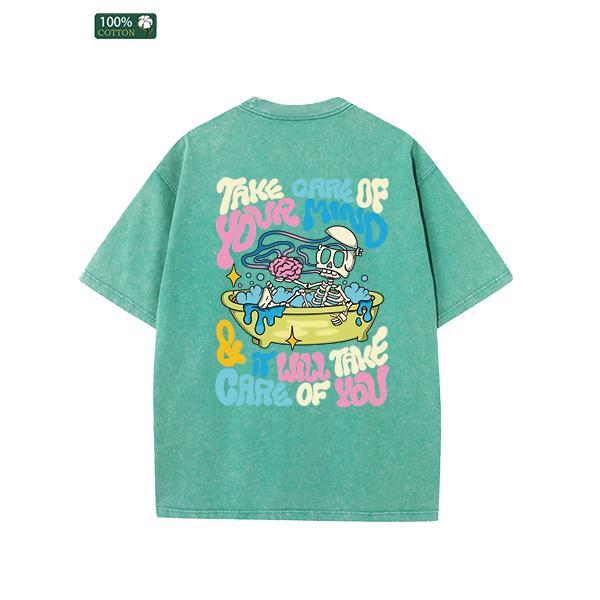 All-Season Men's Clothing, Printed Men's Fashion T-shirts, High-quality Heavy Washed Tee, Round Neck Loose Large Size Men's Short Sleeves Graphic Top.