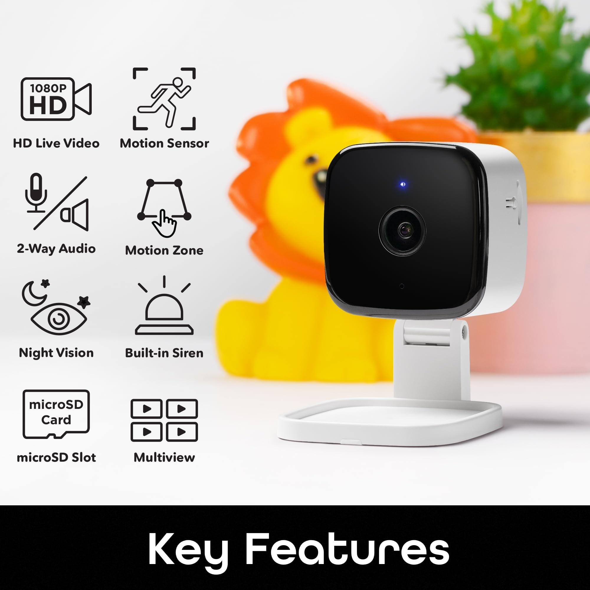 Smart Indoor Security Camera 1080P HD, Motion Alert, Two-Way Audio, Night Vision, Compatible with Alexa and Google Home