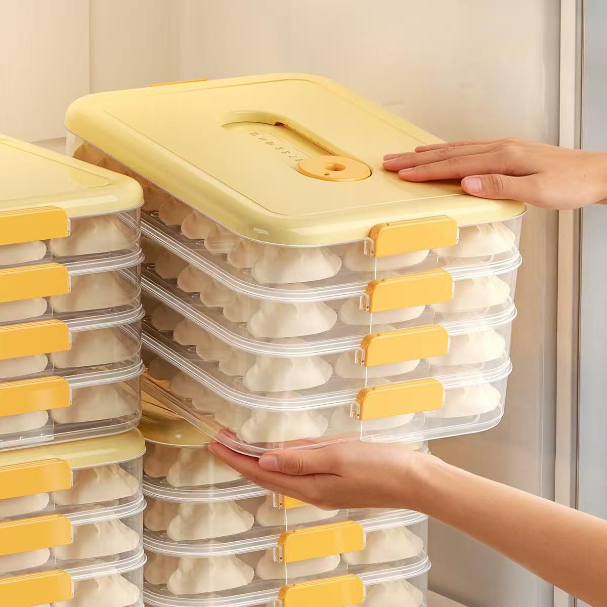 Egg Storage Box Fridge Sealed Timer Freshness Container Multi-Layer Egg Holder Rack Plastic Transparent with Lid