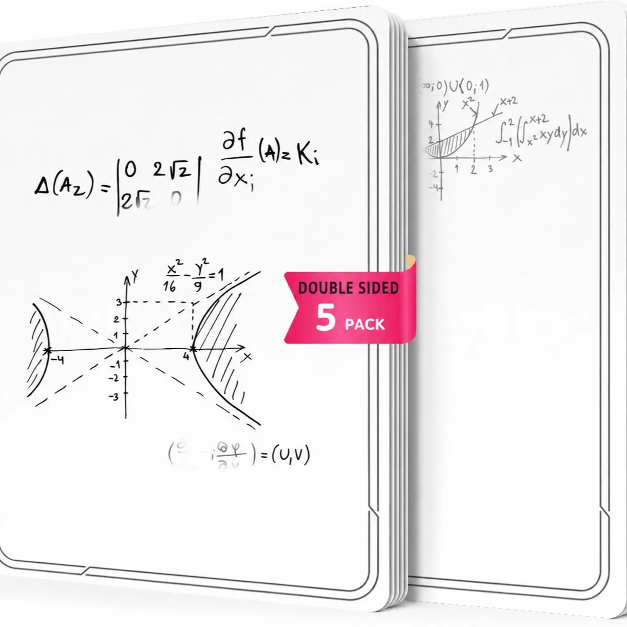 5-Piece Reusable Whiteboard Set, Dual-Sided Writing Surface, Dry Erase Board for Students & Teachers, Ideal for Home Learning