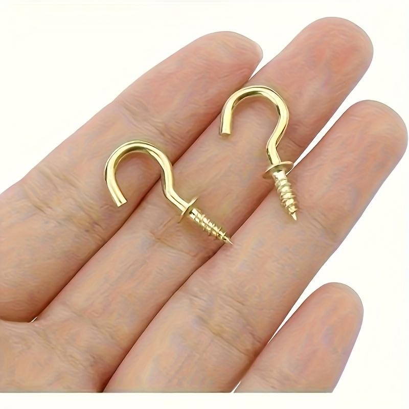 40 Golden Screw hooks, metal polished hooks, used to hang plants, mugs, art decorations, lanterns, bird food, Christmas lights, necklaces, bracelets