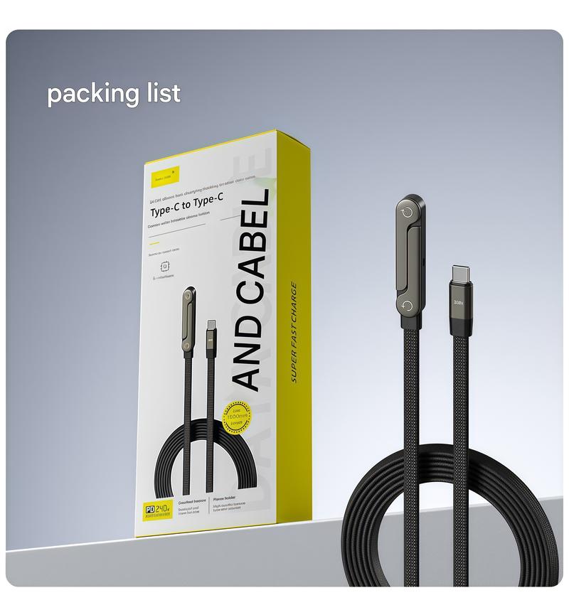 basemo Invisible Holder Charger Cable with Stand, 240w super fast charging 2-in-1 Fast Charging Cord & Phone Stand for Gaming, Office, Car Travel, Compatible with iPhone Samsung Type-C charging cable Black