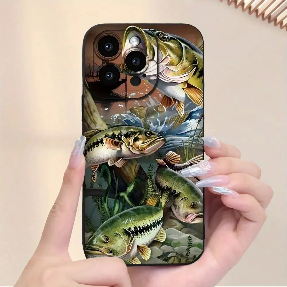 [, Fish Print Case] New Fish Print Mobile Phone Case |     Full Wrap Protection Shockproof Anti-fall Anti-Fingerprint Mobile Phone