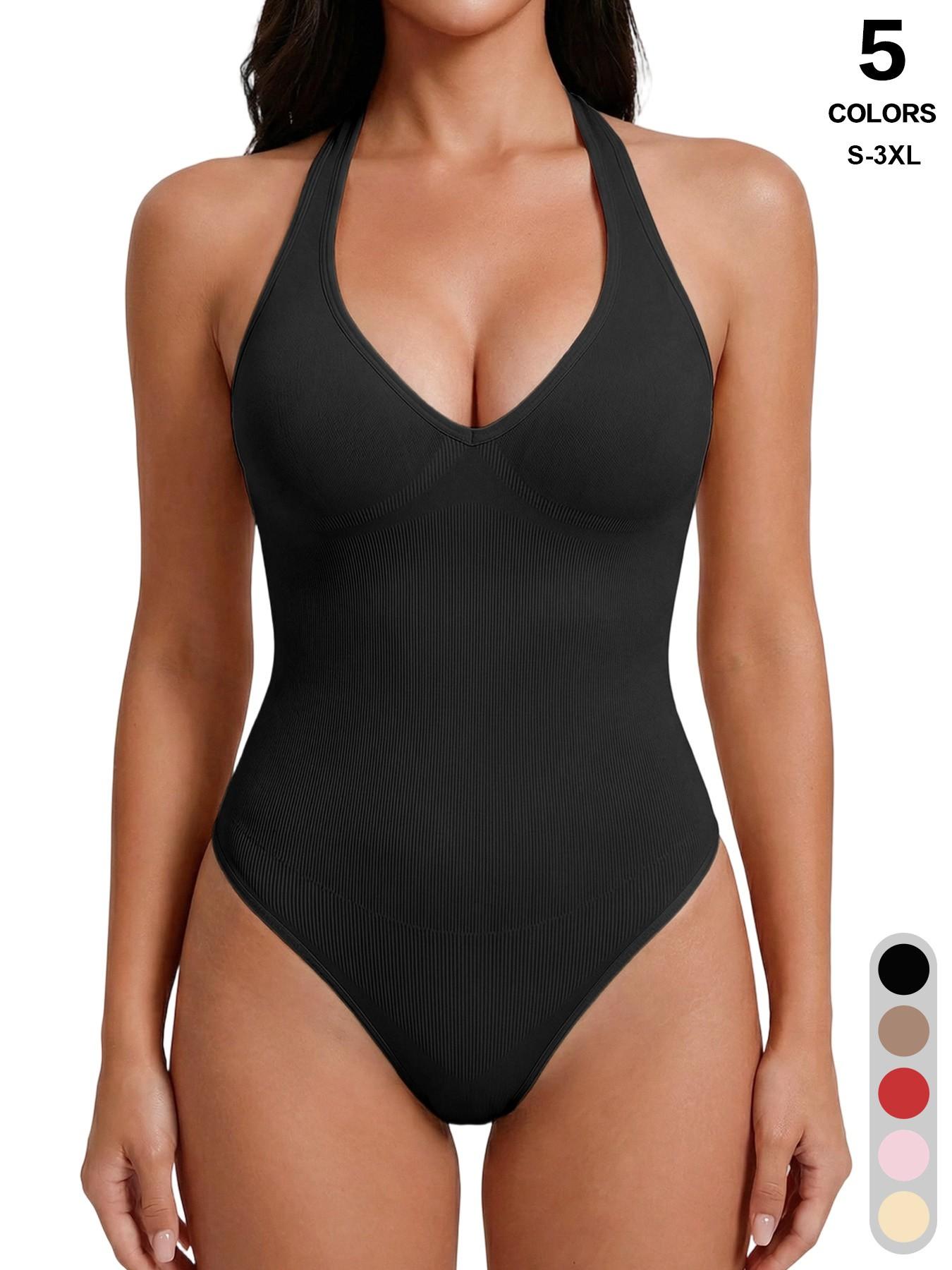 Women's Sexy Chic Halter Seamless Bodysuit Underwear Going Out Backless Tank Top Sleeveless Thong Body Suits Summer Outfits