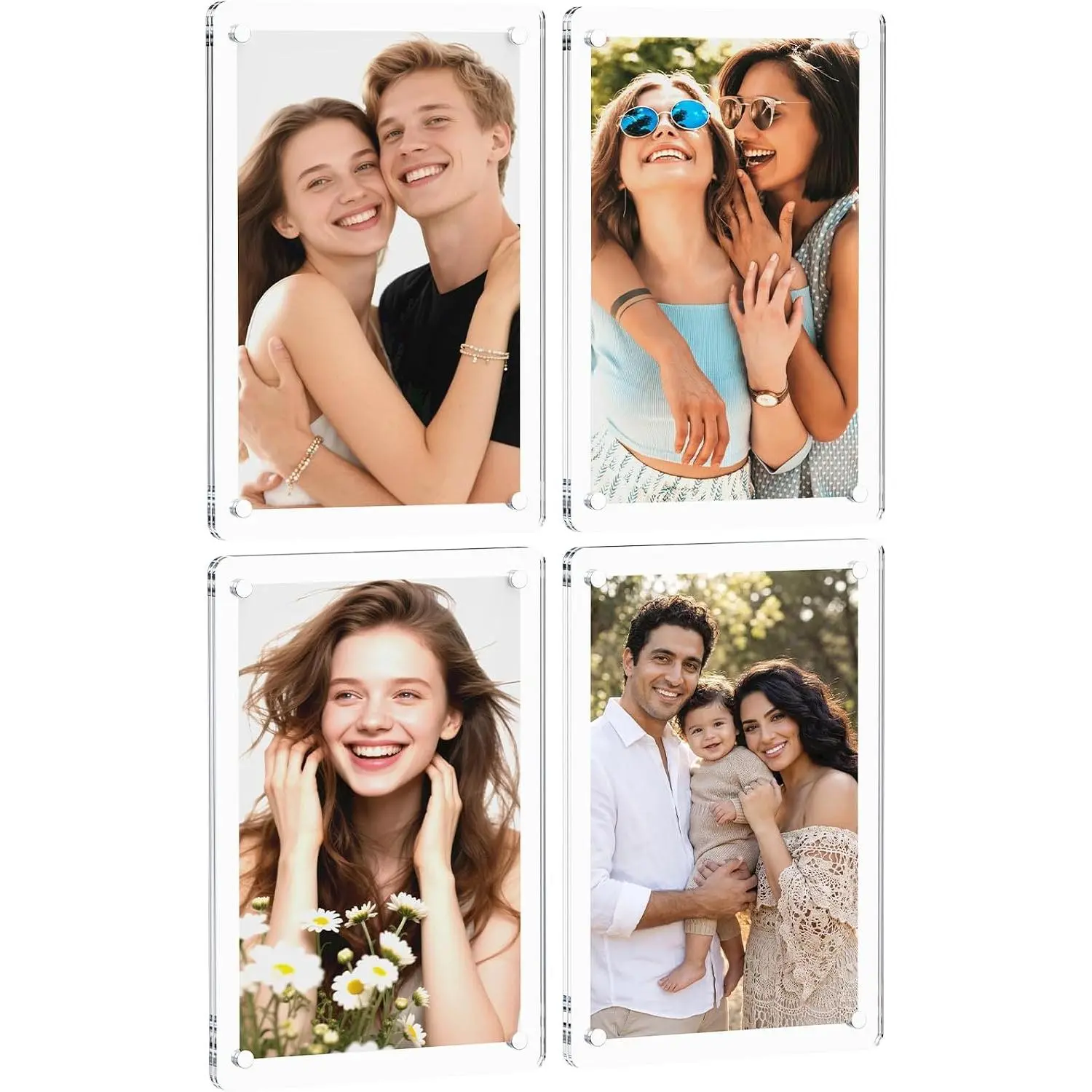 4 Pack 4x6 Inch  Picture Frame for Fridge |   Photo Frames for Refrigerator, Locker and Whiteboard, Double Sided Photo Frame 4x6 for , School, Office