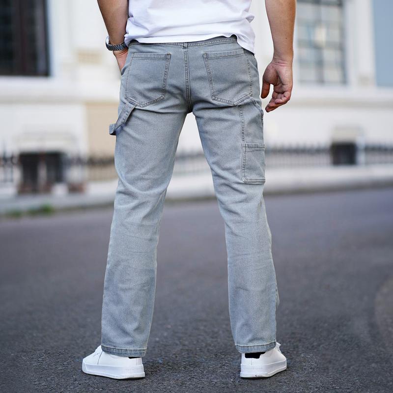 GINGTTO Men's Jeans Stretch Baggy Wide Leg Denim Pants Hip Hop Streetwear Carpenter Jean with Cargo Pockets