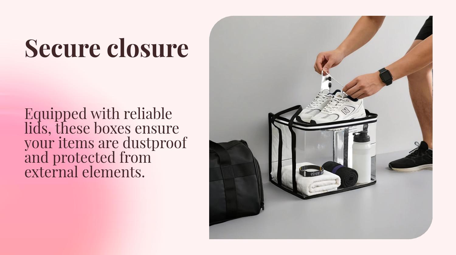 3 Pack Transparent Storage Bags with Zipper Closure, Large Rectangular Stackable Design Space Saver Bags for Books, Clothes, Office, Home, Travel