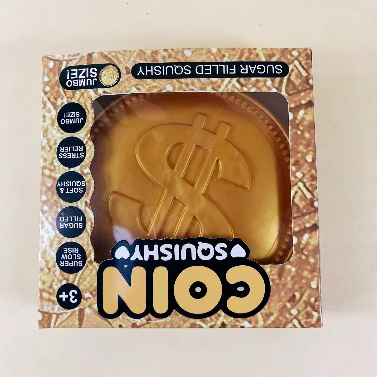 Simulation Dollar Stress Relief Toy, Large Gold Coin Soft Rebound Squeeze Fidget Fortune Toy, Healing Soft Pressure Relief Tool, Non-Edible Child Hand Mold Toy