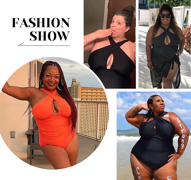 Daci Womens Front Cross Plus Size One Piece Swimsuits Tummy Control Keyhole Bathing Suits Swimwear