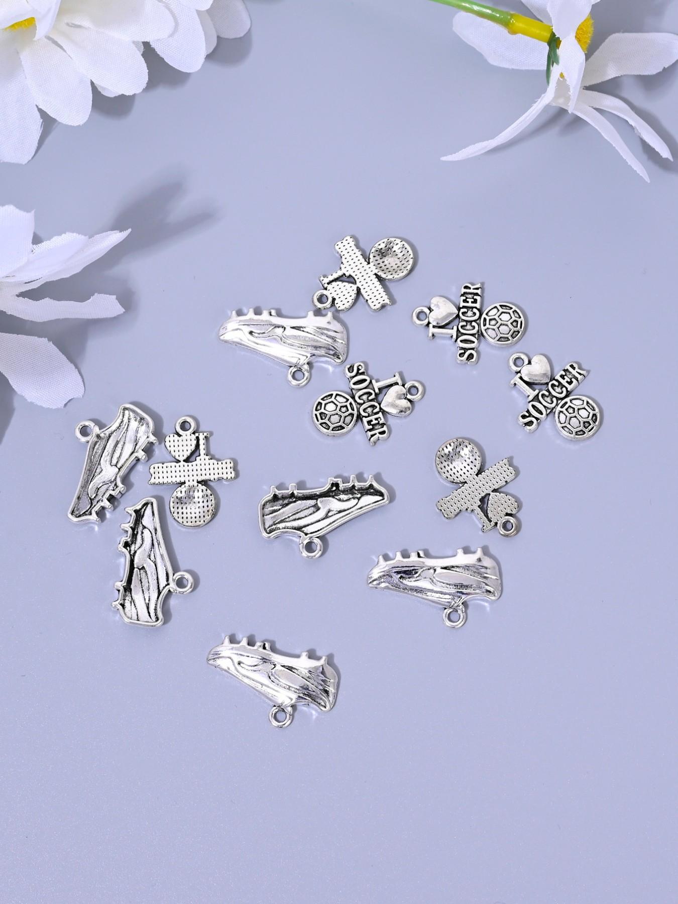 10 Fashionable Sports Theme Football Letter Charms, Ideal for DIY Jewelry Making, Earrings, Necklaces, Bracelets, Keychains, Daily Accessories