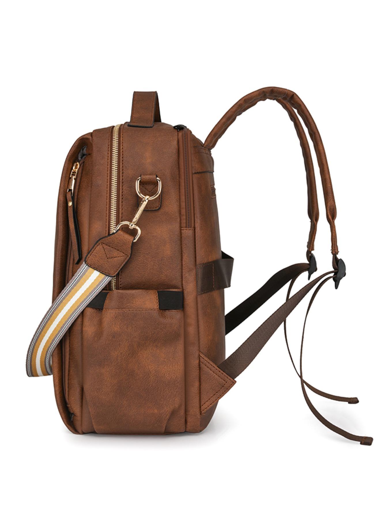 New Fashion Women's Backpack, Soft Leather Texture, Large Capacity, 15.6 Inch Laptop Bag, Casual Style, All Seasons, Durable PU Material