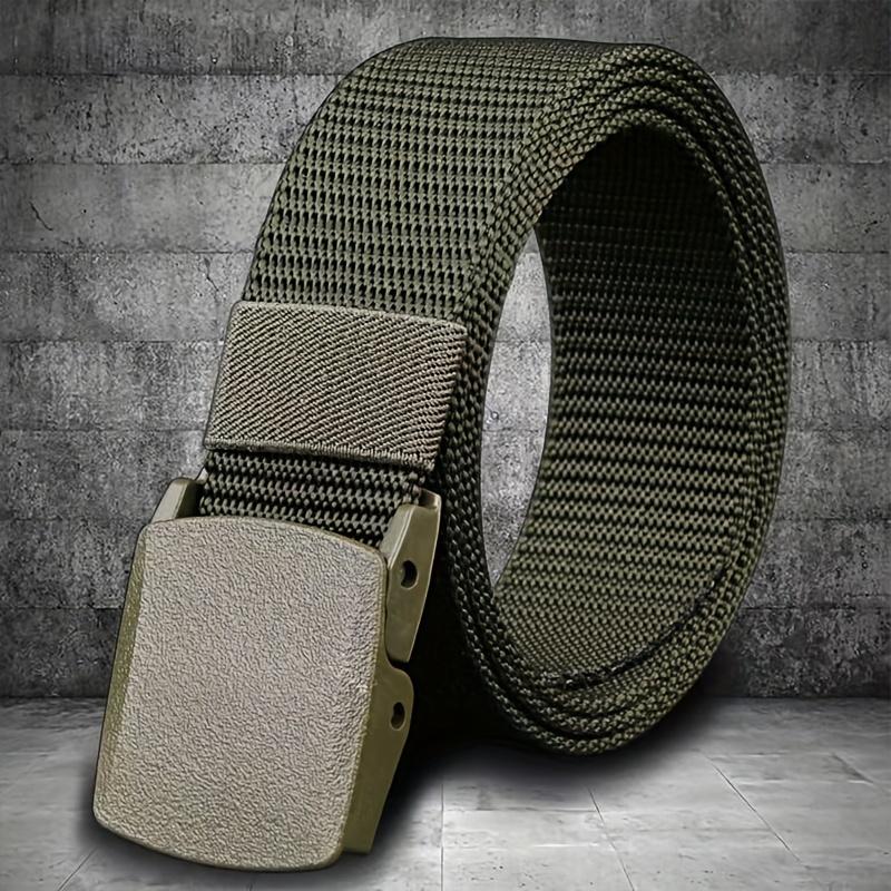 Nylon belt for both men and women, non-metal buckle, hypoallergenic, suitable for young people, outdoor leisure, smooth buckle nylon belt, passes security checks, trendy sports belt