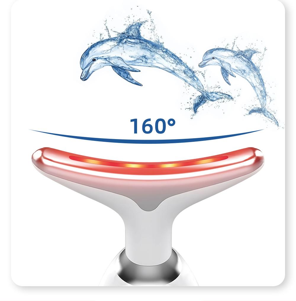 LixZyvo 7-Color LED Beauty Device with Advanced Beauty Technology & Soothing Thermal Care, Dolphin-Inspired Face & Neck Massager, Vibration Massage, Smart Skin-Touch Sensor