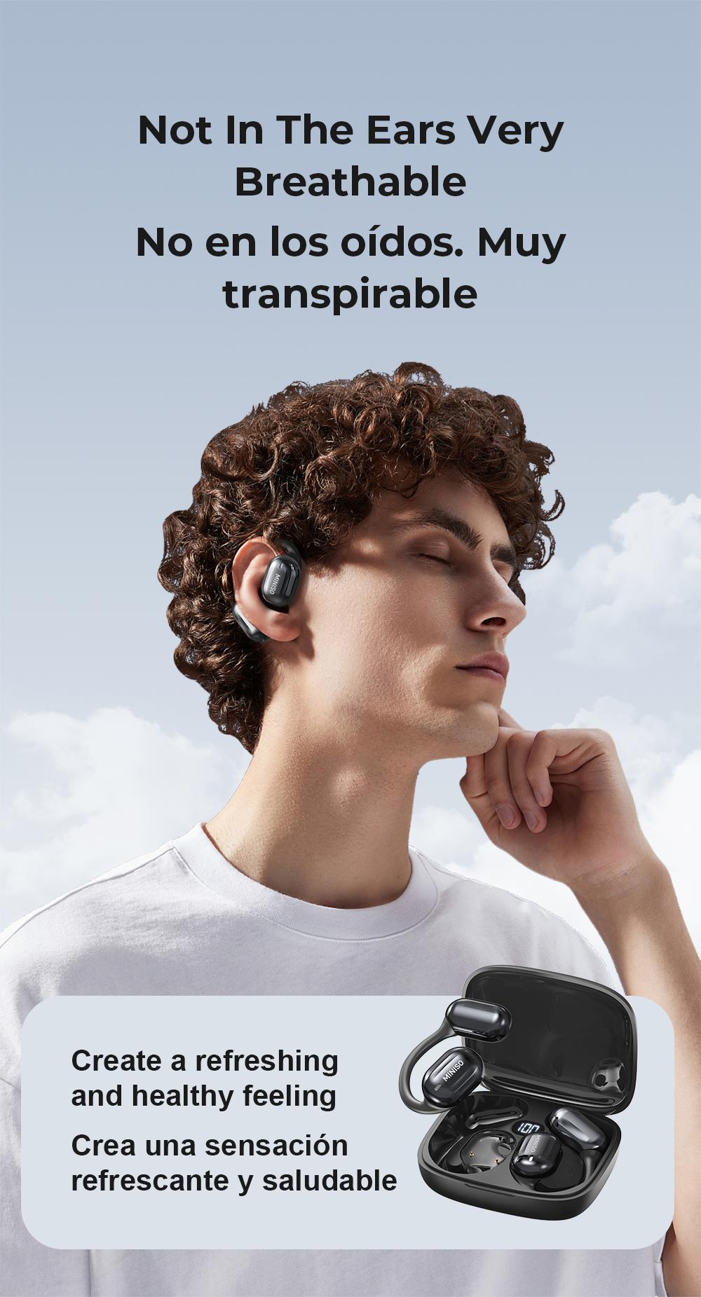 MINISO MS162 Translation Bluetooth earbuds, Supports 134 languages with Traslate APP, Face-to-Face Real-Time Translation Headphones, OWS Open Wireless Earphones, HIFI Sound Quality Built-in Microphone Wireless Headphones, Long Battery Earbuds