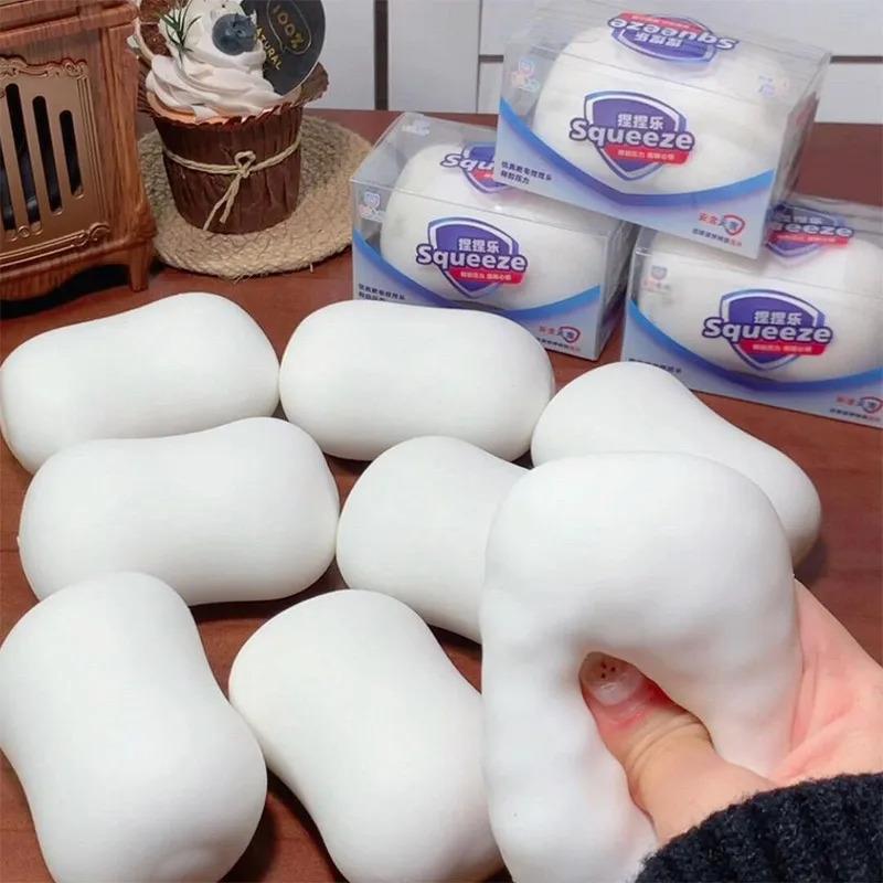 White Soap Scented Slow Rising Squishy Slime Cube Soft Tactile Sensory Fidget Toy for Stress Anxiety Relief Focus Enhancement Home Office Decoration Gift