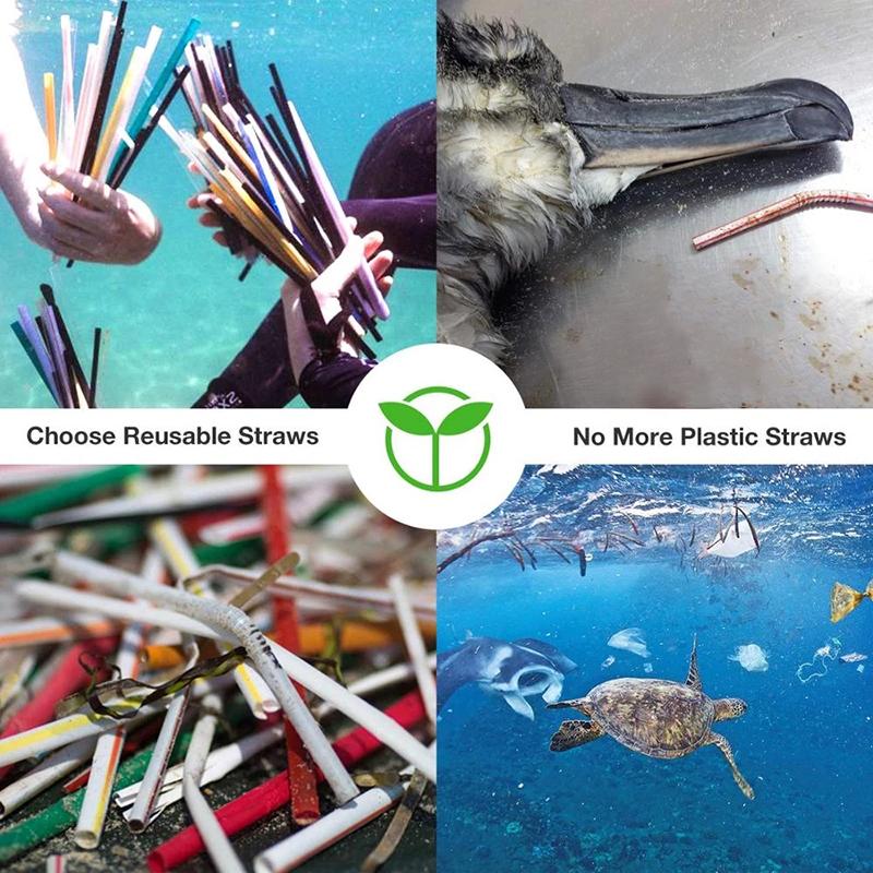 Telescopic Reusable Drinking Straws Stainless Steel Metal Straws Folding Straw Set With Case Cleaning Brush Camping Travel Straw