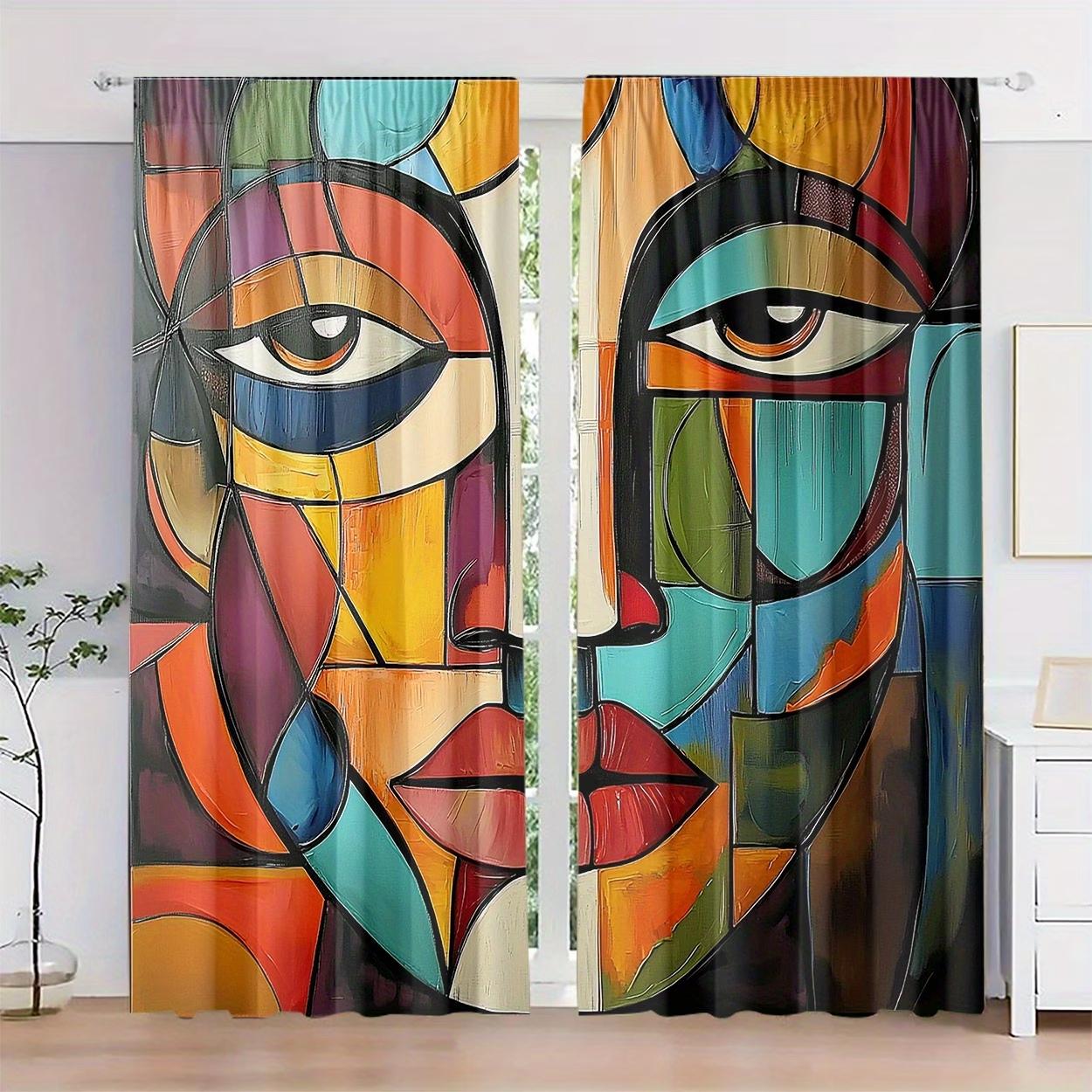 2 pieces / set of dark blue Nordic-style crystal-pattern curtains, 3D digital printed curtains, lightweight and ventilated, suitable for comfortable bedrooms, stylish offices, fashionable kitchens, cozy living rooms and peaceful study rooms