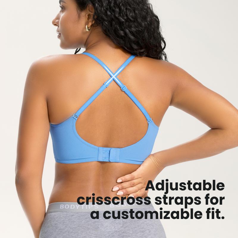 BodyTips Ultra-Thin Ribbed Wireless Bra with Backless Design