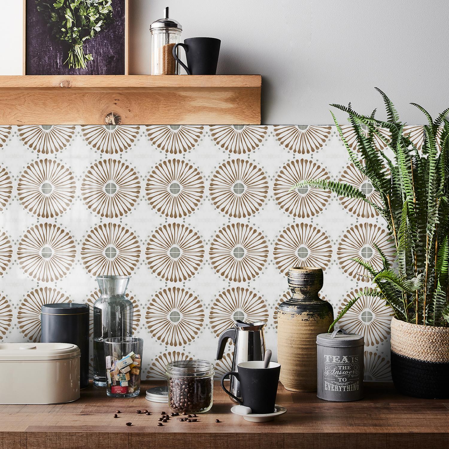 Geometric Pattern Self-adhesive Removable Tile Backsplash, Waterproof & Oil-resistant Wall Sticker, Wall Decor for Kitchen & Bathroom