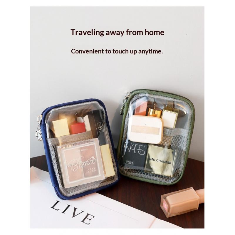 Small Clear Makeup Bag for Purse Travel Cosmetic Case Transparent Toiletry Bag with Zipper, Portable Make Up Organizer Traveling Compact Car Bag for Essentials