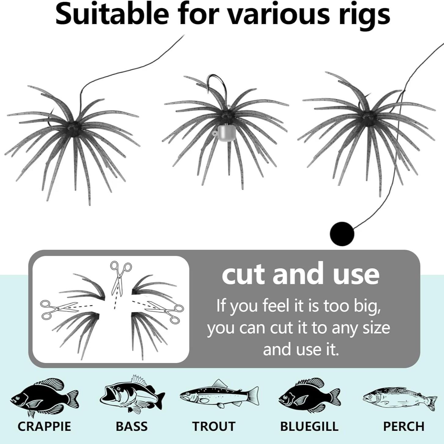 Lure Bait for Black Pits, Realistic Sea Urchin Soft Fishing Lures,  Floating TPR Swimbait with Reflective Stars, Soft Artificial Sea Urchin Lures for Shore, Trout, River, Lake, Saltwater, Slow Sinking & Floating Options for Drop Shot & Finesse Fishing