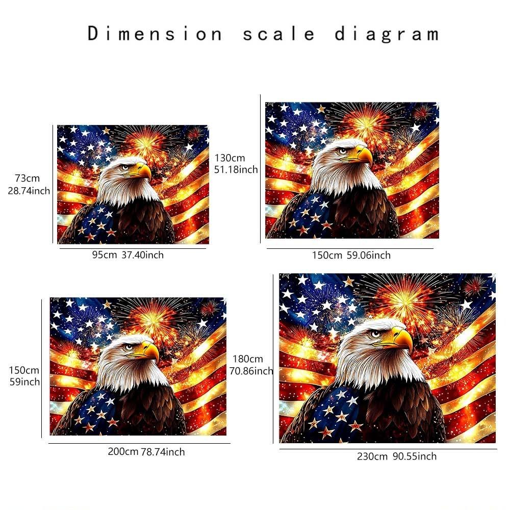 1PC Independence Day themed tapestry featuring majestic eagle and vibrant fireworks creates festive atmosphere perfect for enhancing wall decor in bedrooms or living rooms during gatherings and celebrations stunning design complements home style rich colo