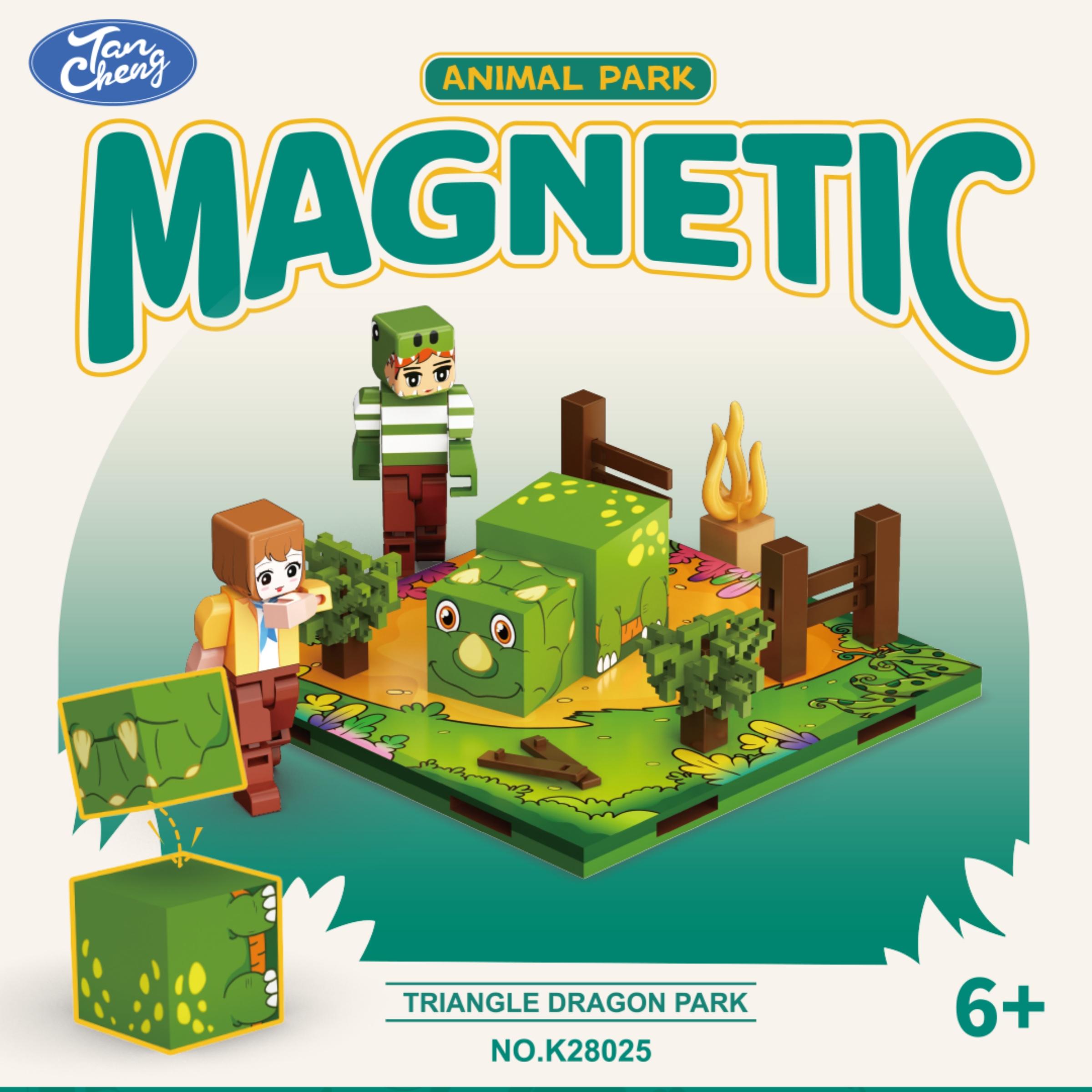 Magnetic Building Blocks Puzzle Toy, DIY Model Kit for Kids, Minecraft Inspired Rhino Scene, Educational Gift for Boys and Girls