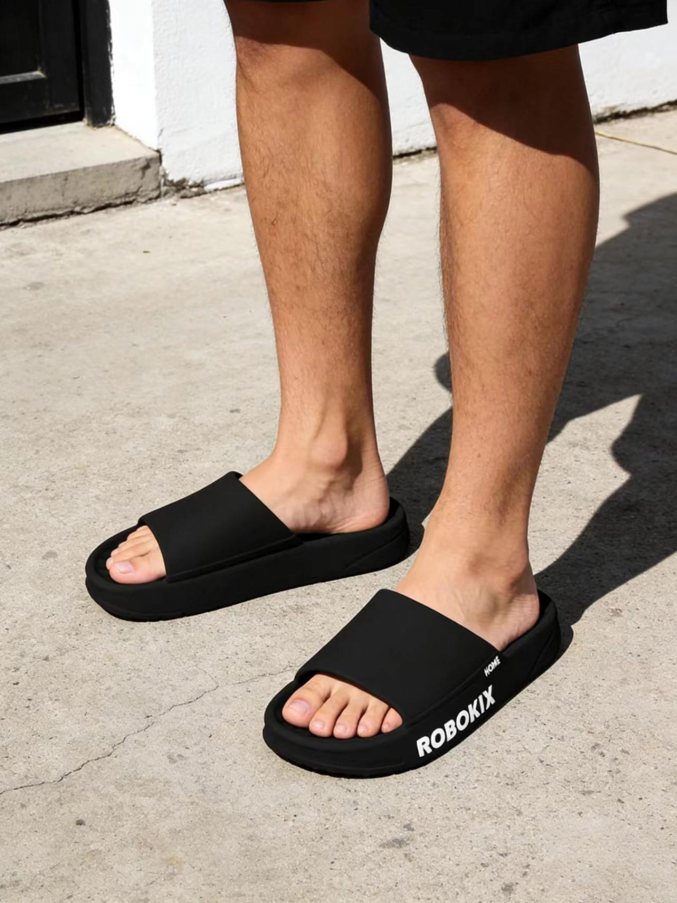 Men's Fashionable Minimalist Slides, Casual Comfortable Home Slippers, House Slippers, Soft Non-slip Slippers for Indoor & Outdoor Wear, Walking Shoes