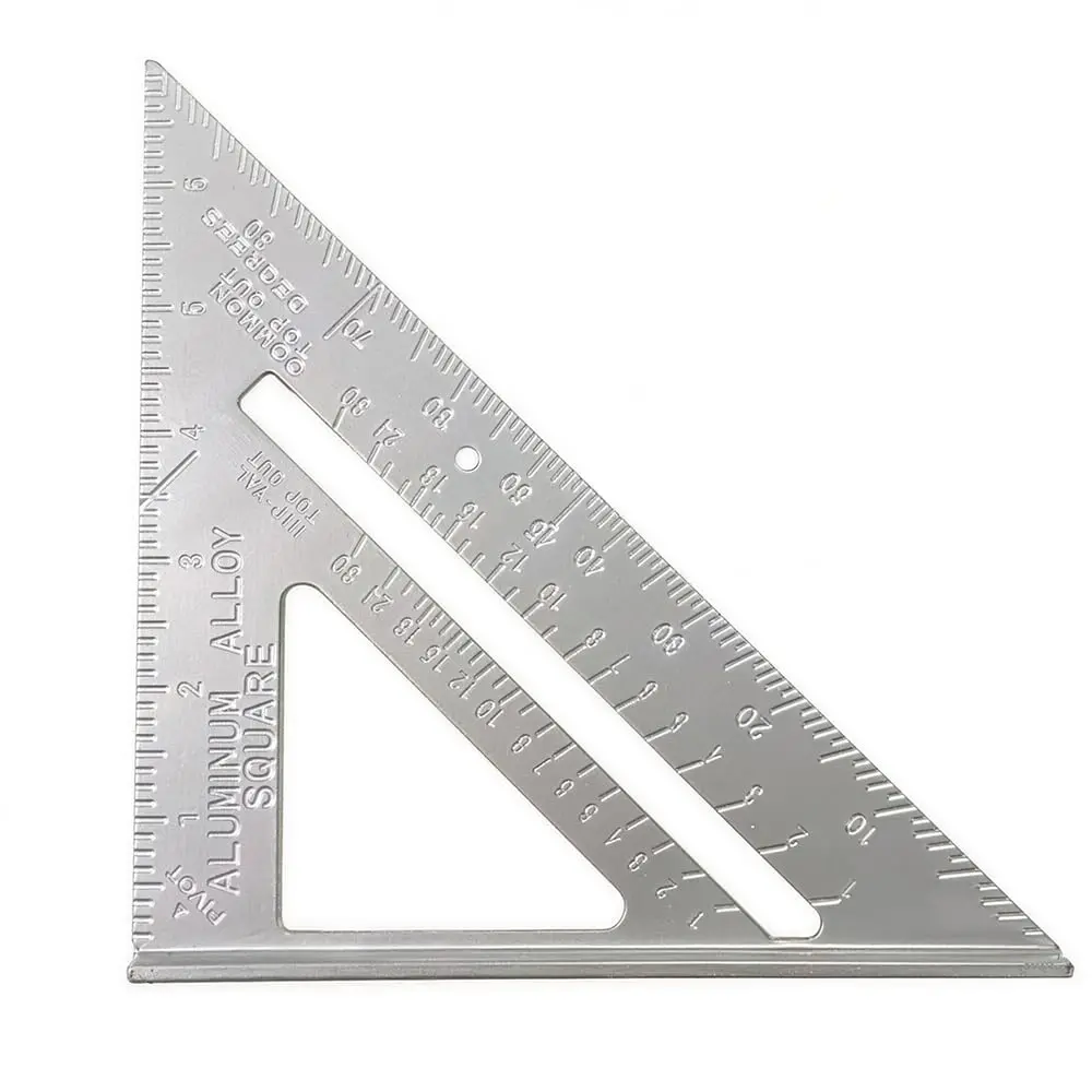 7 Inch  Rafter Square - Double-Sided Engraved Scales, Precision Carpentry Tool for Woodworking, Roof Pitch & Angle Marking