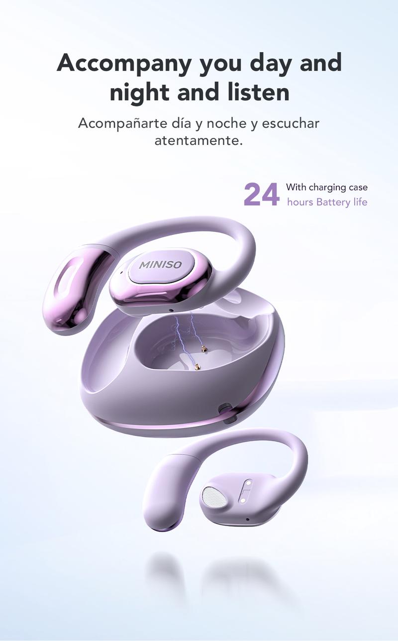 MINISO MS156 True Wireless Open Ear Headphones Bluetooth 5.4 Bone Conduction Earphones Over Ear TWS Headset for iPhone Android Phone Electric Audio Earbuds
