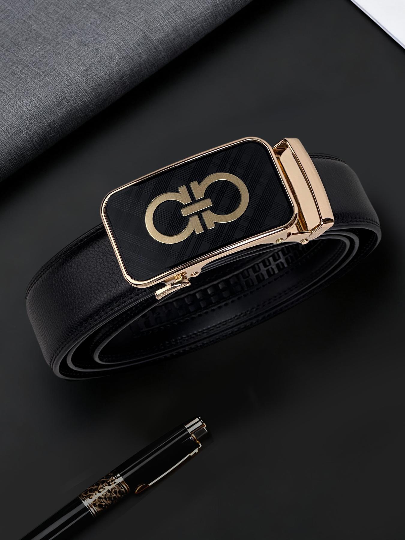 Men's New Belt Simple Alloy Buckle, High-grade Belt Automatic Buckle Pu Belt