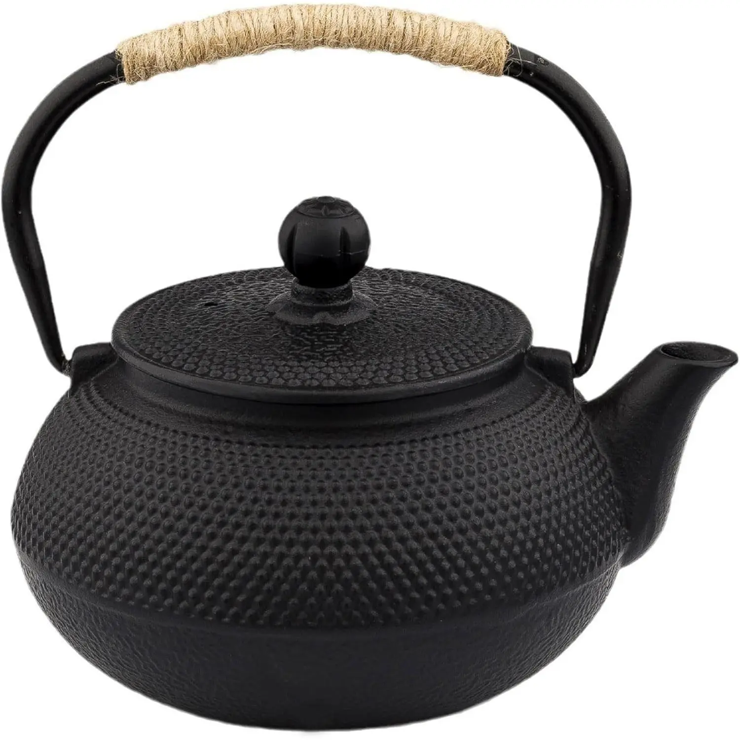 Small 20.3oz (600ml) Cast Iron Teapot, Japanese Tetsubin Tea Kettle for 1-2 Cups, Stovetop Safe Tea Pot with Stainless Steel Infuser Enamel Interior for Loose Leaf Tea and Coffee, Black
