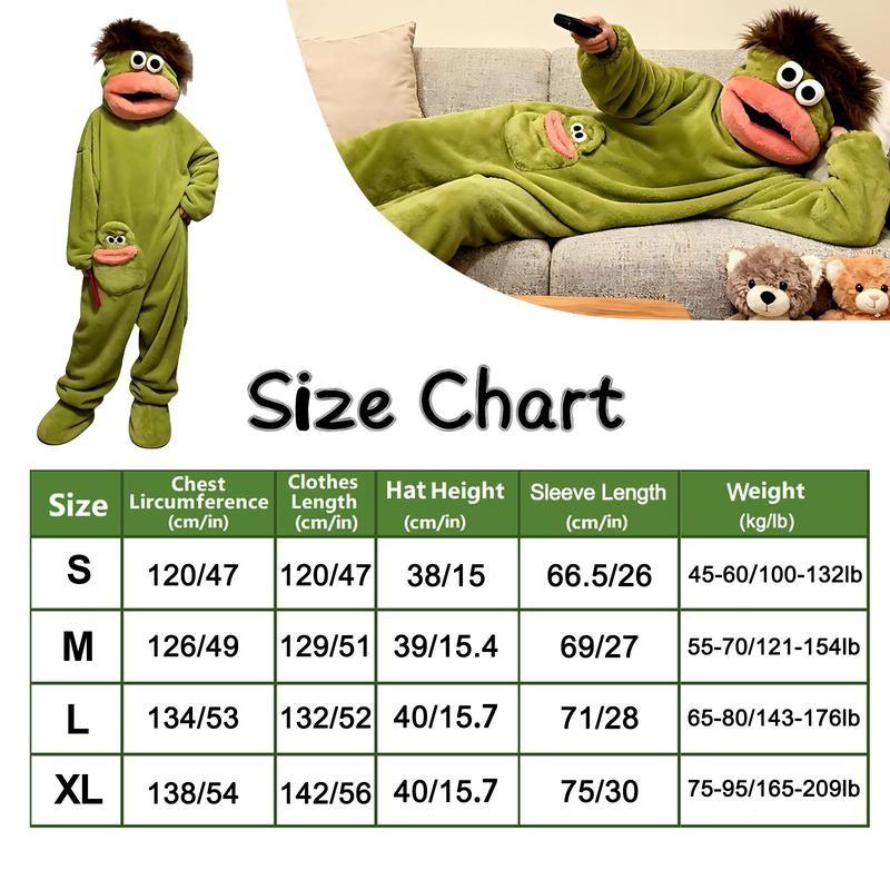 Fun Onesie Party Set, Comfortable Hooded Flannel Pajama Three-Piece Set, Includes Pajamas, Comb, and Shoe Covers, Cute Monster Pattern